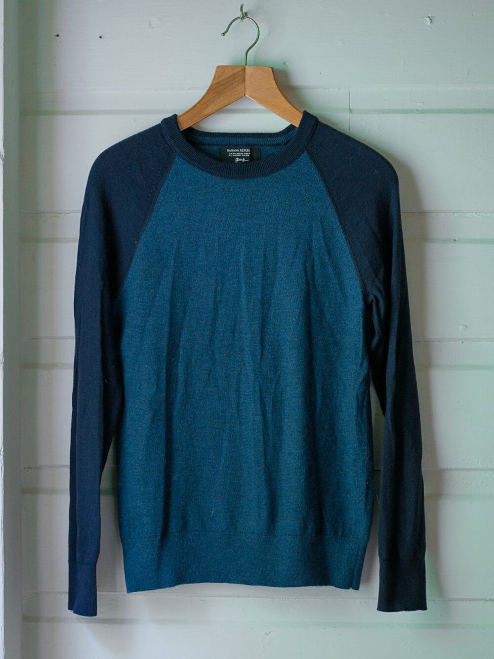 Banana Republic 100% Italian Extra Fine Merino Wool Colorblock Sweater S